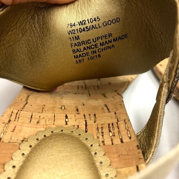White Mountain Women's Gold Wedge Sandals - Picture 7 of 15
